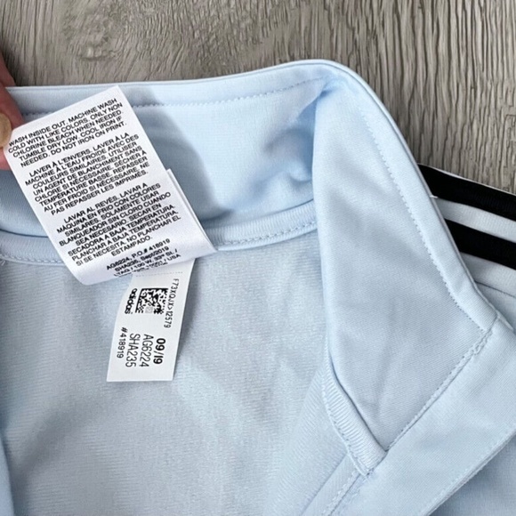 adidas Baby-Boys Zip Front Tricot Jacket , Light Blue/Black Size 24 Months - Picture 6 of 9